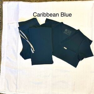Women's Caribbean Blue Figs Scrub Set